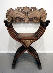 An Anglo-India Ebony and Ivory inlaid Savonarola Chair