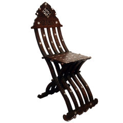 Syrian mother pearl inlaid folding chair